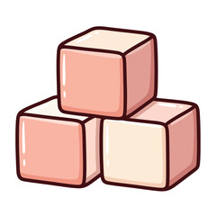 Fototapeta premium Pink and cream colored cubes stacked together with a playful and cheerful mood