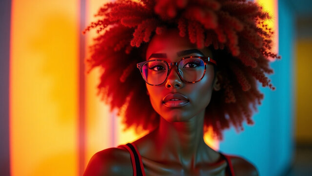 Red Hair and Glasses iteration Posing Against Abstract Background ar beautiful modern house creative design