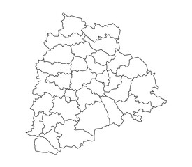 Obraz premium Telangana state map with all districts in black outline style