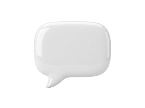 Glossy white 3d speech bubble icon for chat and message