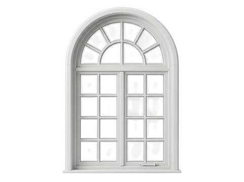 White arched window with classic frame design
