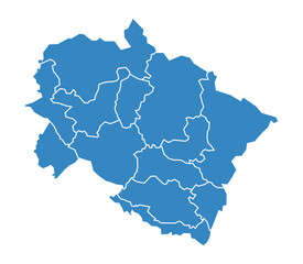 Obraz premium Uttarakhand State Professional Solid Blue Flat Vector Map with All Districts