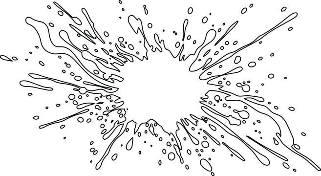 Dynamic black and white liquid splash vector, explosive water burst illustration, abstract fluid splatter graphic element, energetic beverage or paint design asset.