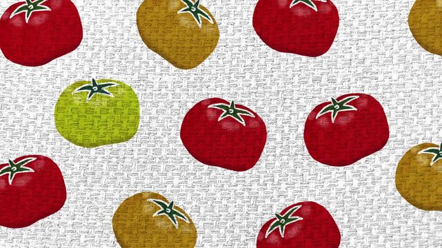 Hand-drawn tomato background, food loop animation