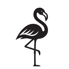 Obraz premium Vector art of a flamingo bird silhouette with elegant curves and graceful posture, designed in a simple icon logo style, perfect for nature themes, branding, and creative visual identities.