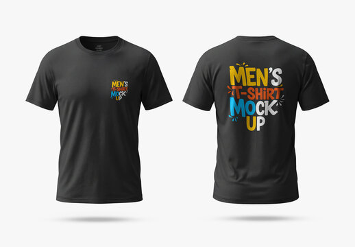 Black Men's T Shirt Mockup Front and Back View