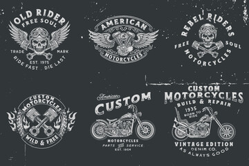 Fototapeta premium custom illustration motorcycle graphic badge design logo vintage package