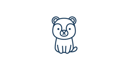 Simple bear cub line art mascot © oky
