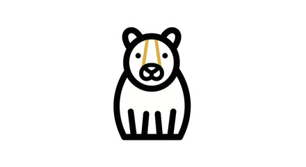 Cute minimalist bear cub icon with gold accents © oky