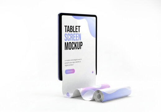 Modern Tablet Screen Mockup with Long Scrolling Showcase