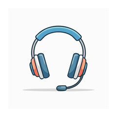 Fototapeta premium Flat design headphones with microphone icon