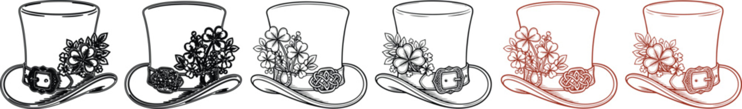 Steampunk Top Hat Vector Collection, intricate mechanical gears and clockwork elements, vintage Victorian style, elegant accessory design, editable graphic resource for fashion and fantasy