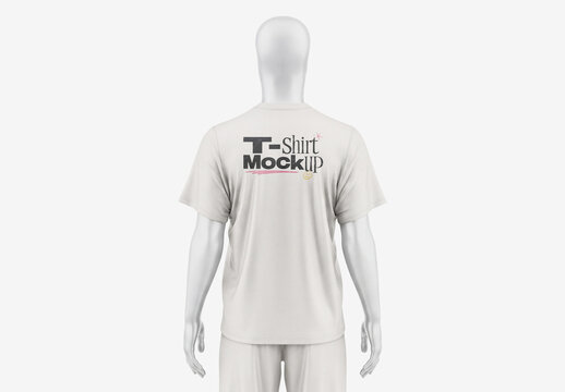 White T-shirt Mockup on Mannequin Back View