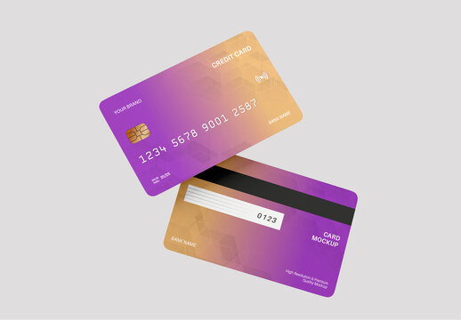 Floating Credit Card Mockup Template