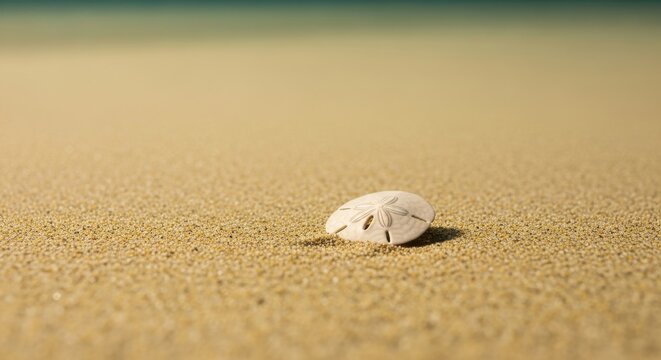 Sand Dollar Resting on a Sunlit Beach Shore