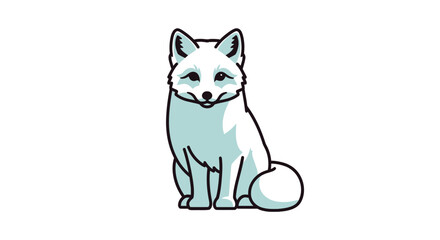 Stylized arctic fox sitting with light blue highlights © Patrick