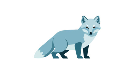 Geometric arctic fox standing in shades of blue © Patrick
