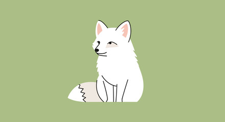 Cute arctic fox sitting on green background © Patrick