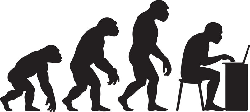 Theory of evolution of man silhouette