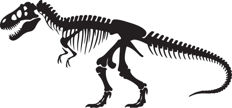T rex dinosaur skeleton negative space silhouette