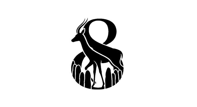 Black and white antelope silhouette logo design.