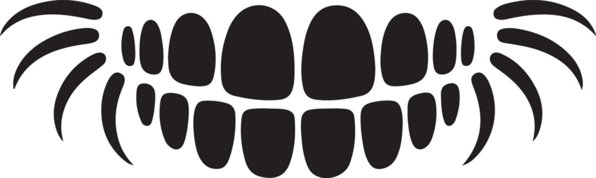 Vector illustration of vampire teeth black silhouette for Halloween design