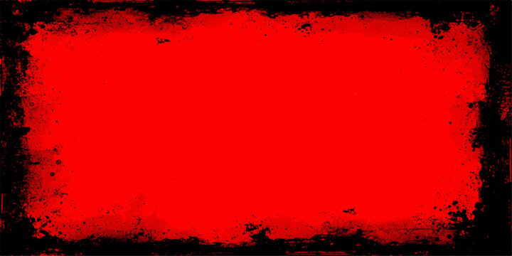 Red Grunge Vintage Frame Background with Textured Dark Design Pattern
