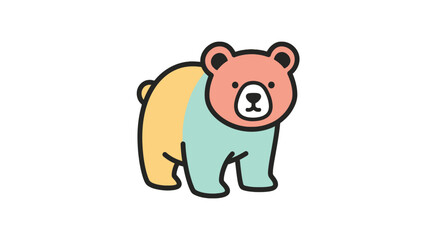 Colorful cartoon bear cub with thick outlines © andi