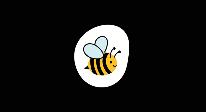 Cute cartoon bumblebee in white circle