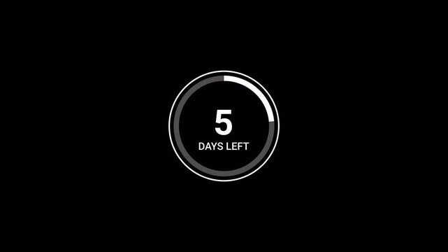 Twenty days count left animation. twenty running numbers counting days, 20 to zero day counting, 20 to 0 day on with alpha transparent background.