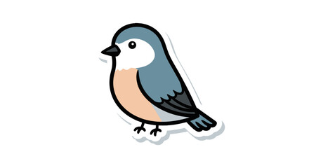 Cute blue and peach bird sticker character © udin