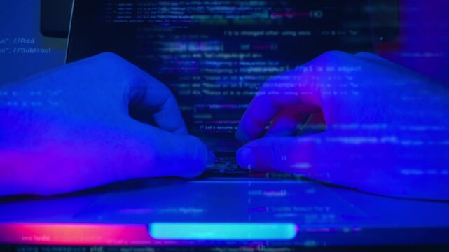 Next.js Framework Web Software Design with Developer Hands Typing Code and Online Hacker Testing in 4K Ultra HD footage
