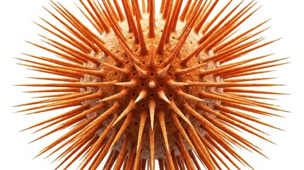 Obraz premium Detailed 3d rendering of a spiky orange virus or germ particle, isolated on white background