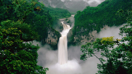 waterfall nature forest scenery © dimasmj