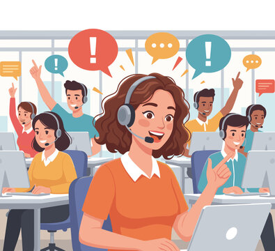 Flat Vector Illustration of a Customer Support Concept.