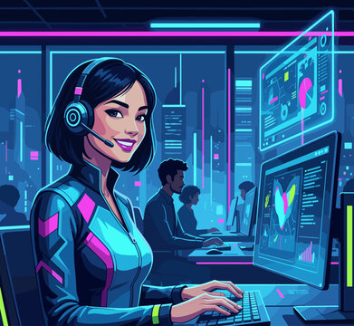 Flat Vector Illustration of a Customer Support Concept.
