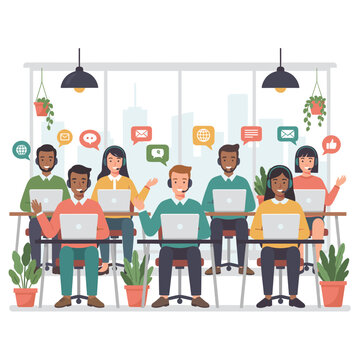 Flat Vector Illustration of a Customer Support Concept.