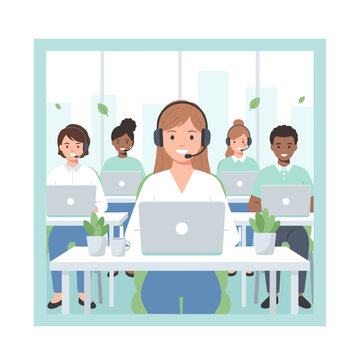 Flat Vector Illustration of a Customer Support Concept.