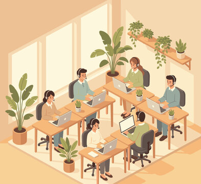 Flat Vector Illustration of a Customer Support Concept.