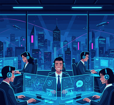 Flat Vector Illustration of a Customer Support Concept.