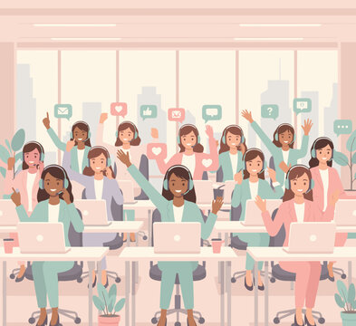 Flat Vector Illustration of a Customer Support Concept.