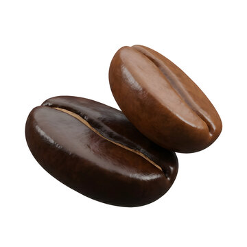 Realistic 3D Coffee Beans Isolated on White