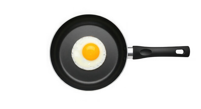 Fried Egg in Frying Pan, Cooking Breakfast