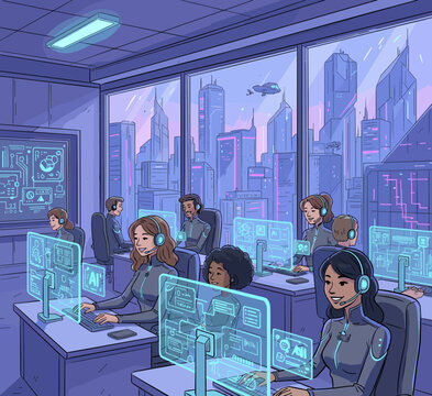 Flat Vector Illustration of a Customer Support Concept.