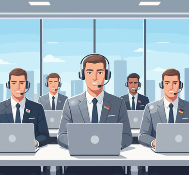 Flat Vector Illustration of a Customer Support Concept.