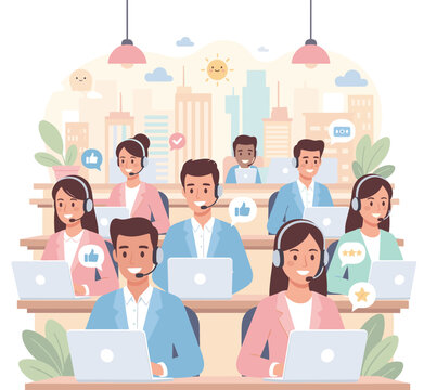 Flat Vector Illustration of a Customer Support Concept.