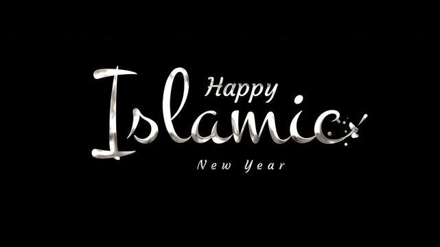 Suitable for islamic new year celebrations, this festive greeting card features decorative calligraphy on a dark background for a stylish touch.