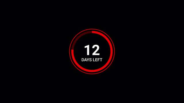 Fifty days count animation. fifty days running numbers counting days, 50 to zero day counting, 50 to 0 day on with alpha transparent background.