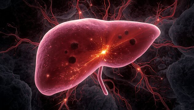 Human liver with portal vein and hepatic artery, abdominal organ anatomy and physiology