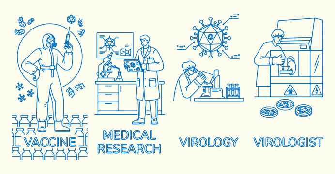 Medical research laboratory, virology science study, professional scientist working, microscopic virus research, healthcare innovation concept, clinical lab sketch, detailed science illustration, hand